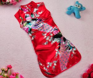 Đầm trung thu sườn xám bé gái hình cong chất phi mềm mại size 9kg - 25kg