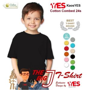 KaosYES Kaos Polos Anak Laki Cotton Combed 24s - T-Shirt Baju Anak Distro Lengan Pendek Hitam