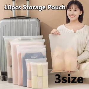10Pcs Multifunctional Storage Bags Travel Luggage Storage Pouch Reusable Self-sealing Clear Storage Bags