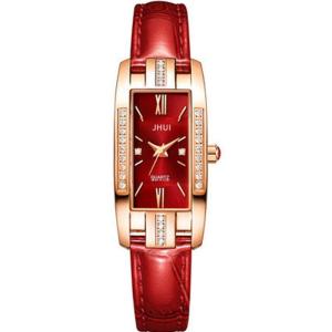 Jam Tangan Wanita Permata Diamond Kulit Pu Leather Asli Import Premium Original New Model Terbaru Korean Style Fashion Trendy Quartz Analog Tahan Air Stainless Steel Titanium Anti Karat Kaca Tebal Anti Gores Aksesoris Woman Watches Cewek Kondangan -JW10