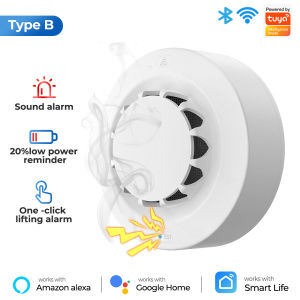 SMATRUL Tuya WiFi Smart Smoke Alarm Detector Fire Protection 90db support adjust Sensitivity Volume Smoke house Combination Fire Alarm APP remote monitoring Hallway Kitchen Home Security System Firefighters