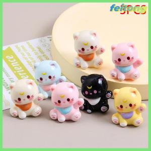 【feitong】🚕🚕【HOT SALE】 3PCS Bag Cute Waving Cat Figurines Car Ornaments Miniature Lucky Cat Home Desktop Decoration DIY Accessories Dollhouse Toy Gifts