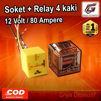 Soket + Relay 4 kaki 12 Volt / 80 Ampere