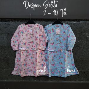 JELITA GAMIS DASTER PANJANG ANAK CEWEK 2-10TH BAHAN KATUN JEPANG MOTIF BUNGA BAJU MUSLIM NGAJI MURAH