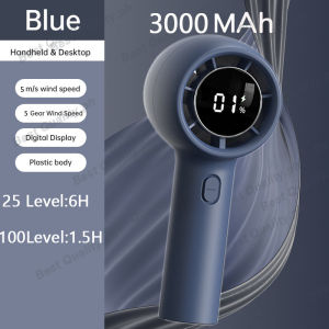 Japan 100 Level Adjustment Air Cooler Portable Mini Fan Long Battery Life Silent and Strong Wind Brushless Motor Desktop fan For Travel Camping Work Outdoor Sports Rechargeable Handheld Fan electric fan Visual Wind Speed Power Display