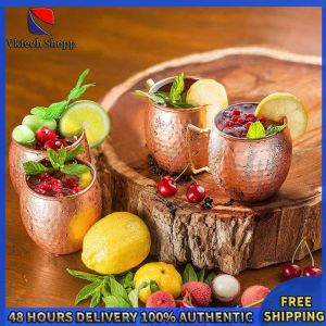 Vktech Heavy Duty Copper Mug for Moscow Mule 16oz Stainless Steel Drinkware with Insulated Handle for Outdoor and Indoor Use