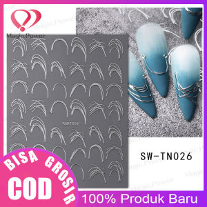 Stiker French White Glitter Instant/ /Sticker Kuku French Manicure Motif