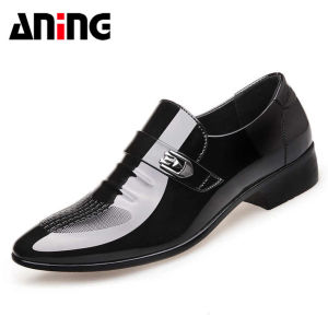 Sepatu Kasual Pria Sepatu Pantofel Kulit Paten Sepatu Kerja Mengkilap dengan Kotak Sepatu 9916