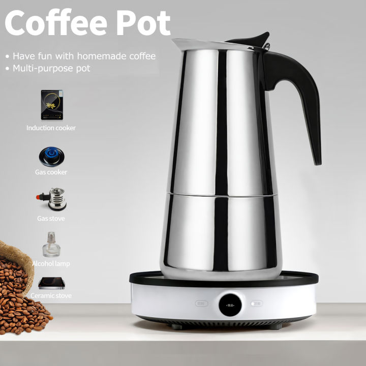 Pot Stove Coffee Pot Stainless Steel Stovetop Espresso Maker Italian