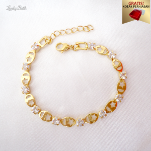 Gelang Tangan Wanita Titanium Anti Karat Model Permata Dali4 Mewah Terbaru - Lovelybutik