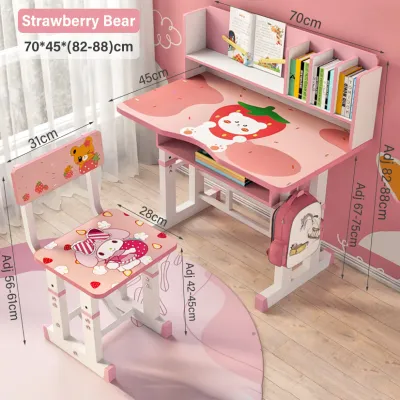JIAJU Kids Tables & Sets Children Adjustable Study Desk With Chair Meja Belajar Kanak-Kanak Adjustable Cute pattern Environmentally Friendly Board兒童學習桌