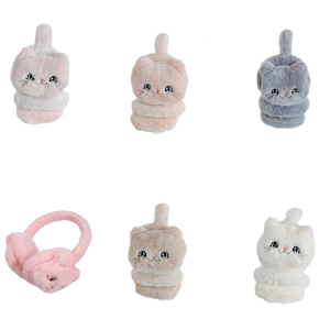 Kitten earmuffs cho phụ nữ và trẻ em gái lót lông cừu mềm điều chỉnh mùa đông bịt tai cho sử dụng ngoài trời