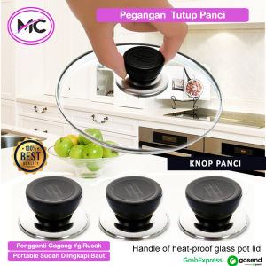 Gagang Tutup Panci Knop Pegangan Panci Anti Panas Handle Wajan Bulat Hitam Bahan Plastik Stainless Steel