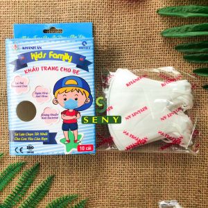 Combo 10 Hộp Hộp 10 cái Khẩu trang 3D cho bé 6 tháng đến 4 tuổi Khánh An 3 lớp kháng khuẩn màu xanh trắng