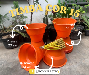 Timba cor 15 orange paket 1 s/d 100 pcs serbaguna berkualitas dimensi 27 cm