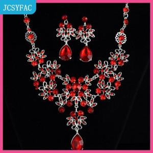 JCSYFAC Wedding party Vòng cổ bông tai Set Flower Water Drop Vòng cổ Bridal Wedding trang sức phụ kiện