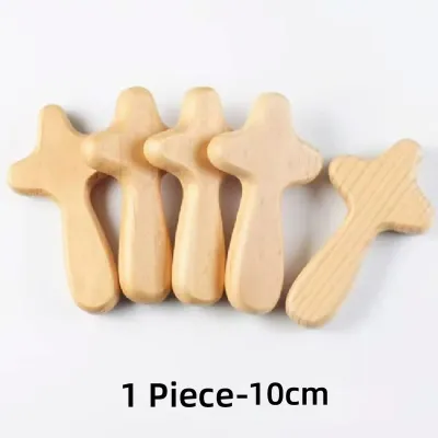 6 10CM Handmade Mini Cross Praying Cross Hand Held Palm Size Pine Wood Christian Praying Accessories