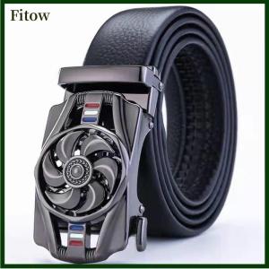 Fitow Rotatable Automatic Buckle Leather Belt Waistband Buckle Rhinestone Decoration Males Luxury Belt Gift