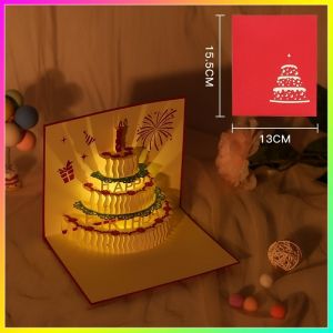 Kartu Ucapan Pop Up 3D Tulisan Happy Birthday dengan Amplop / Kartu Ucapan Happy Birthday Dengan Amplop Lampu Berwarna Musik Kartu Ucapan Pop Up