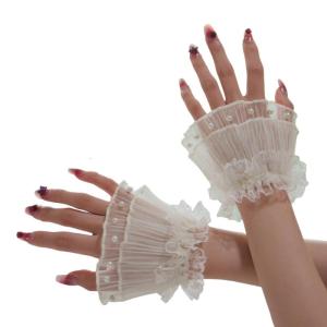 Comfortable Elastic Wrist Covers Cuff Sleeves With Embroidery Flower Pearls Decors For Women Photography Accessories