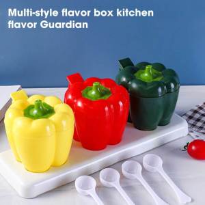 【Local Delivery+COD】Creative Plastic Condiment Jar Container – 3 Pcs Spice Organizer Set with Press-and-Open Lid – Kitchen Utensil for Salt Pepper Sugar – Outdoor Camping Travel – Red Yellow Green – Lalagyan ng Pampalasa