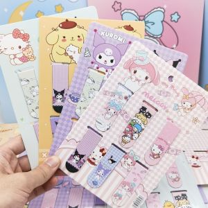 6pcs Cartoon Sanrio Magnetic Bookmark Kawaii Cinnamoroll Kuromi My Melody Student Cute Half-fold Magnet Sorting Folder Stationery Bookmark