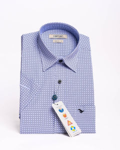 Áo sơ mi tay ngắn Việt Tiến vải hoa Hồng