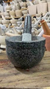 ครกหิน ครกหินอ่างศิลา ครกหินทรงชาม ครกหินกว้างขนาด6นิ้ว ครกพร้อมสาก