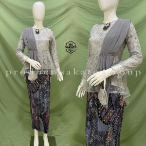 REAL PICT!!! KEBAYA TILLE MODERN MODEL TERBARU 2021 SELENDANG DIBAHU SAMPING ROK PLISKET BATIK/Atasan dan Setelan Kebaya Brukat/Blus Wanita/Pakaian Pesta/Baju kondangan/Kbaya Wisuda/Fashion Tradisional modern model baru/Baju Kartini Day/Pakaian Wanita - Lazada