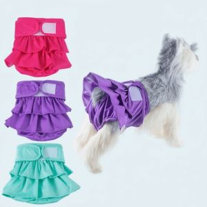 FLORI Female Dog Diapers Adjustable Reusable Washable Diapers Portable Solid Color Dog dress Dog For Small Middle