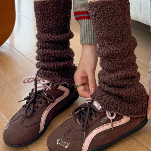 ถุงเท้าขนยาวแฟชั่นลำลองขาเด็กเล็กเด็กผู้หญิง4คู่ถุงเท้าให้ความอุ่นเนื้อหนาเพื่อความอบอุ่นในฤดูหนาวถุงเท้าน่องสีแข็งแน่นสไตล์เกาหลี