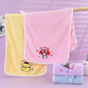 Sanrio Cartoon Cute Towel My Melody Childrens Towel Absorbs Water Hello Kitty Kawaii Soft Coral Velvet Face Towel