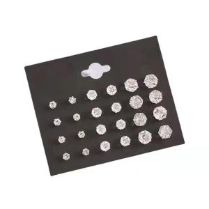 12 Pair/set White Cubic Zirconia Earrings Men Women Stainless Steel Round Zircon Stud Earrings