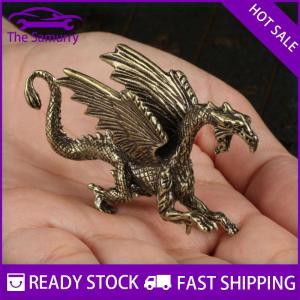 Samurry ✨Hot Sale✨ รูปปั้นมังกรเทอร์โรซอร์ทองเหลืองแท้ขนาดเล็กรูปปั้นสัตว์ในตำนานของจีนรูปปั้นตกแต่งบ้านตามหลักฮวงจุ้ยย้อนยุค