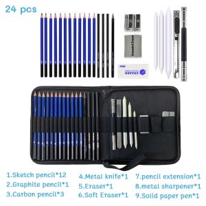 24/35/40Pcs Drawing Sketch Pencil Set Professional Art Supplies Drawing Kit With Graffiti Portable Student Art Student