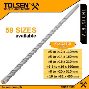 Tolsen SDS Plus Hammer Drill Bits Metric (Ø5 to 32mm | L110 to 450mm) Industrial Grade