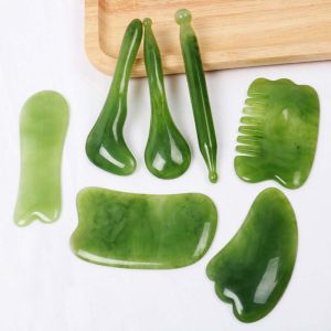 FEELING WELL Girls Women Quartz Natural Resin Emerald Green Face Beauty Tools Beeswax Board Massager Gua Sha Boards Set