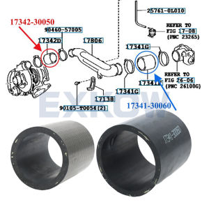 1KD 2KD Air Hose for Toyota Hilux Pickup KUN25 KUN35 KUN125 KUN135 Fortuner Innova 2.5L 3.0L 2004- Hiace 17341-30060 17342-30050
