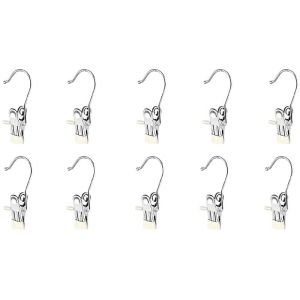 10pcs Gantungan Jemuran Mini Stainless TopiKaos KakiHanduk Jepitan Baju Hanger Multifungsi Klip Celana Pengait Celana Jeans