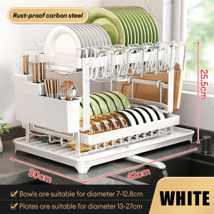 AUMU 304 Stainless Steel Dish Rack With Drainer Kitchen Draining Racks Plates Organizer Storage Dishes Draining Rack