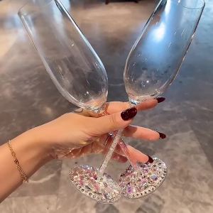 Luxury Diamond Red Wine Glass Champagne Stemware Sparkling Crystal Glass Party Banquet Decoration Wine Set Wine Cocktail Glass