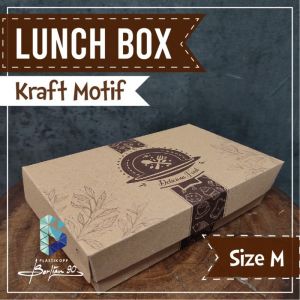 ( 200 PCS ) Lunch Box Paper Motif Kraft Laminasi Coklat Size M – Kotak Nasi Takeaway PCS KOTAK MAKAN / DUS KRAFT COKLAT TAKEAWAY / DUS NASI / KOTAK NASI Murah Terlaris