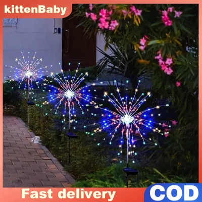 👉Hot Sale kittenBaby Năng lượng mặt trời được hỗ trợ đầy màu sắc pháo hoa Đèn Led không thấm nước 8 chế độ ánh sáng cho Patio sân vườn trang trí