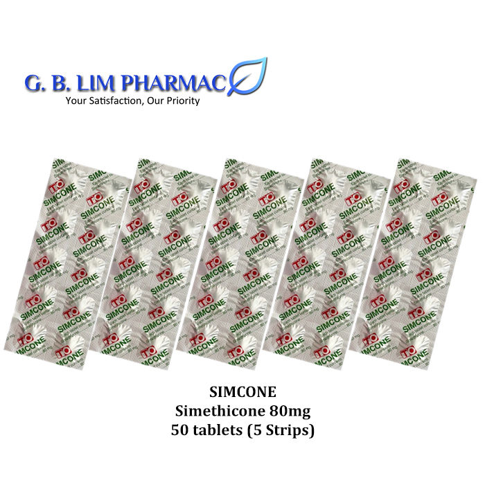 (EXP: 11-AUG-2026) SIMCONE 80MG SIMETHICONE 80MG 10 chewable tablet x 5 ...