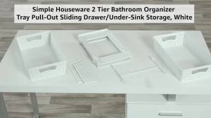 Simple Houseware 2 Tier Bathroom Organizer Tray Pull-Out Sliding Drawer Under Sink Storage White