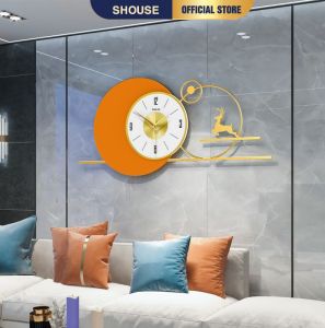 Đồng Hồ Trang Trí Kim Trôi Treo Tường Decor Shouse EA06 quartz phù hợp cho nội thất phòng khách cỡ lớn hiện đại
