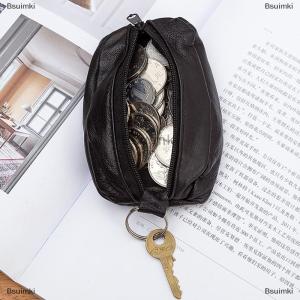 [COD] Bsuimki Người Đàn Ông Key Trường Hợp Da Ví Đồng Xu Ví Mềm Dây Kéo Túi Keychain Bìa Cho Tiền Túi Mỏng Ví Nhẫn Pouch Thẻ Ví