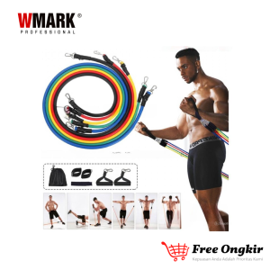 Power Resistance Band 11 Pcs Home Set Tali Tarik Karet Gym Yoga Fitness Alat Olahraga Chest Expander
