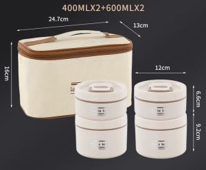 Combo giữ nhiệt tròn kèm túi. Lunch Bento INox cao cấp 304.Hộp cơm giữ nhiệt chống gỉ cao cấp dùng lò vi sóngTVGHousewares