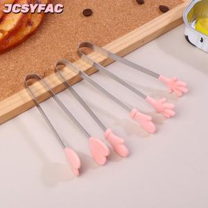 JCSYFAC Mini Silicone thực phẩm Clip thép không gỉ xử lý Palm thép không gỉ đáng yêu chống trượt đồ ăn nhẹ nhíp không nirty dụng cụ cầm tay